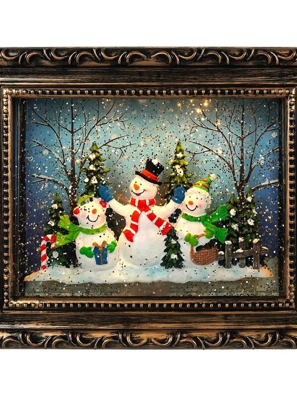 9.5"L B/O Lighted Spinning Water Globe Frame w/ Holiday Scene