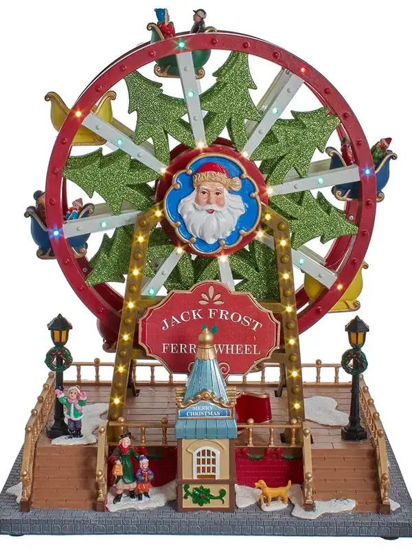 13.39"H B/O Lighted Animated Holiday Ferris Wheel w/ Music