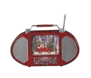 6"H LIGHTED MUSICAL RED TRUCK CARDINAL SCENE RED RADIO
