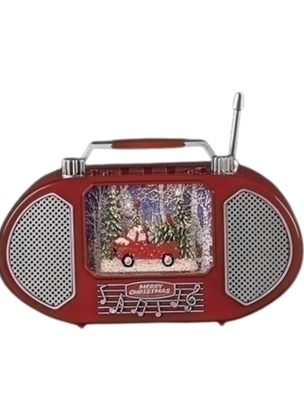 6"H LIGHTED MUSICAL RED TRUCK CARDINAL SCENE RED RADIO
