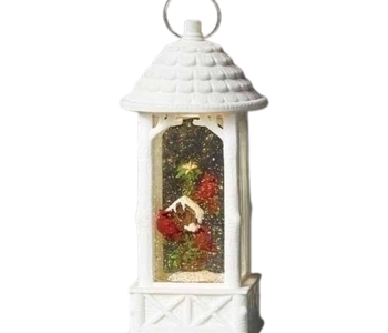 11"H LIGHTED SWIRL LANTERN BIRDHOUSE CARDINAL