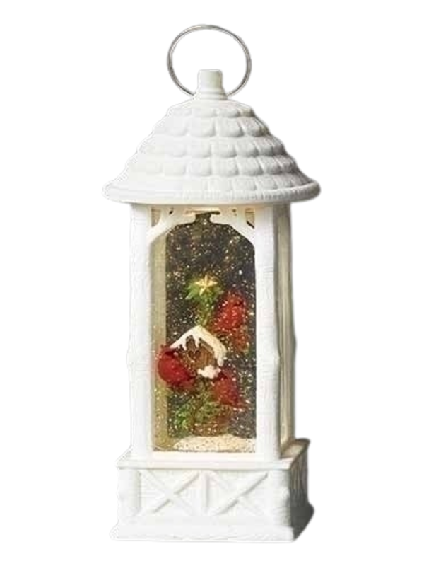 11"H LIGHTED SWIRL LANTERN BIRDHOUSE CARDINAL