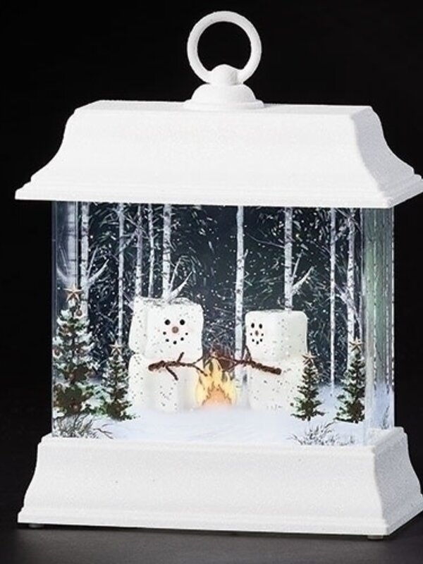 8.5"H LIGHTED SWIRL LANTERN MARSHMALLOWS BY FIRE