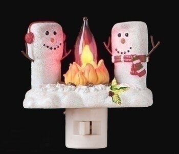 4" MARSHMALLOW W/HOLLY XMAS NIGHT LIGHT FLICKER