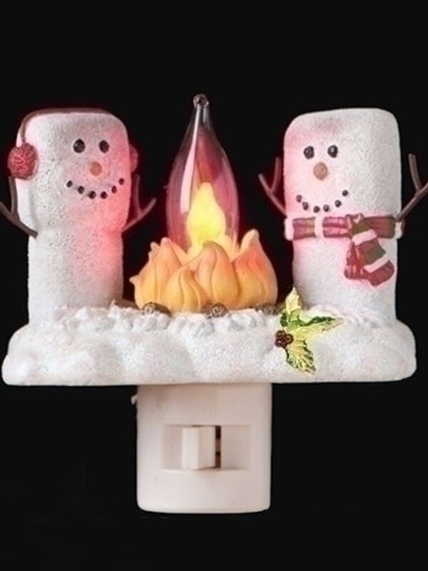 4" MARSHMALLOW W/HOLLY XMAS NIGHT LIGHT FLICKER