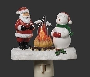 4"H SANTA AND SNOWMAN FLICKER NIGHTLIGHT