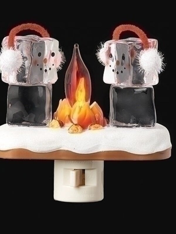 4.5"H ICE CUBE CAMPFIRE NIGHT LIGHT; FLICKER BULB