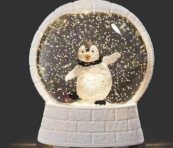 4.5"H LIGHTED PENGUIN IN IGLOO SHIMMERING