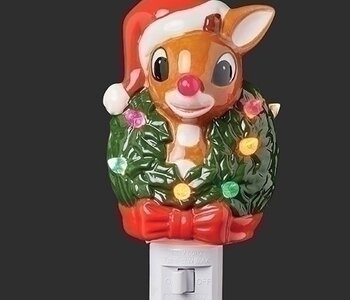 5"H LIGHTED RUDOLPH NIGHTLIGHT WREATH AROUND NECK-