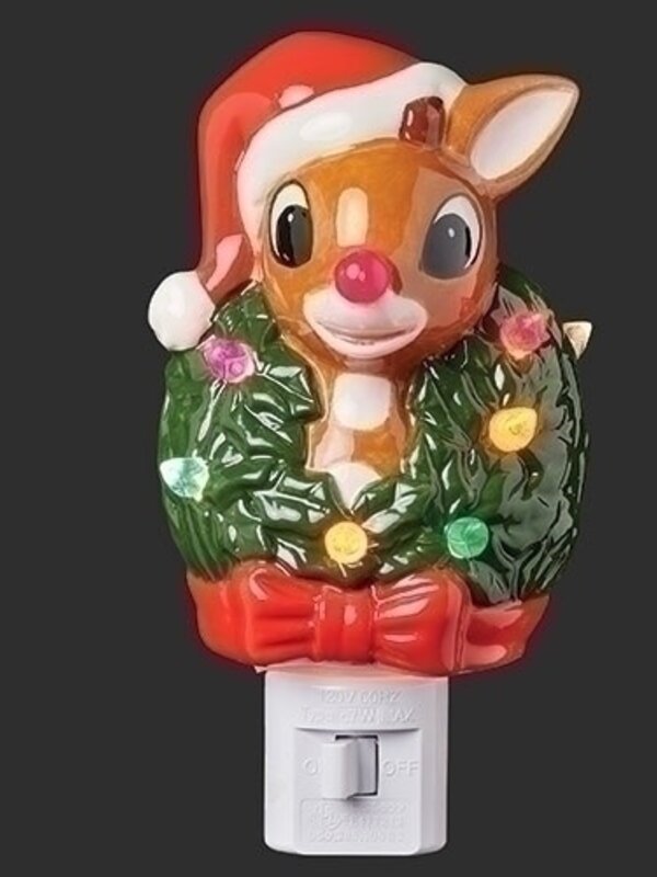 5"H LIGHTED RUDOLPH NIGHTLIGHT WREATH AROUND NECK-