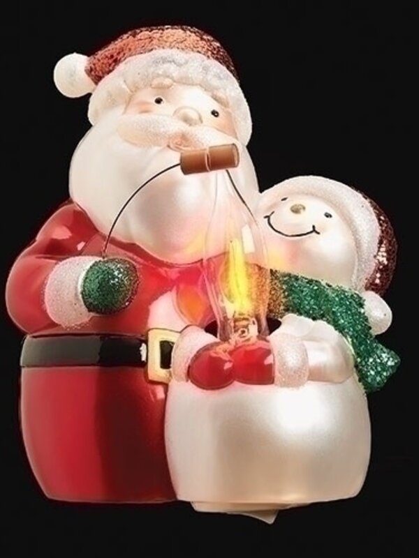 5.5"H SANTA & SNOWMAN, FLICKER FLAME NIGHT LIGHT