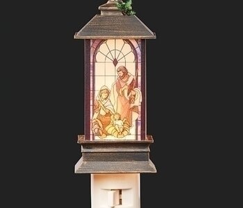 6"H HOLY FAMILY NIGHT-LIGHT WITH HOLLY
