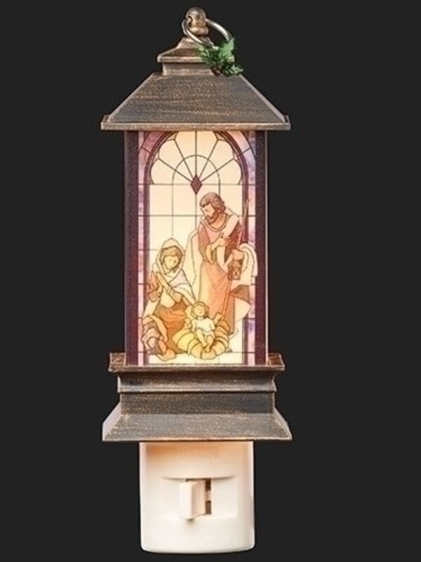 6"H HOLY FAMILY NIGHT-LIGHT WITH HOLLY