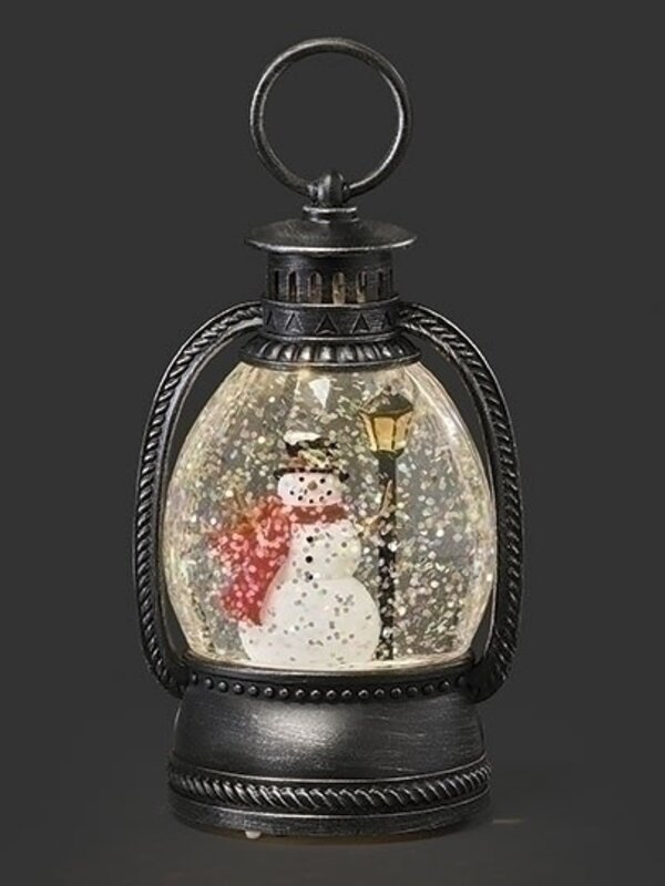 6"H LIGHTED SNOWMAN SHIMMER LANTERN