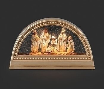 7"H LIGHTED SWIRL ARCH GOLD NATIVITY