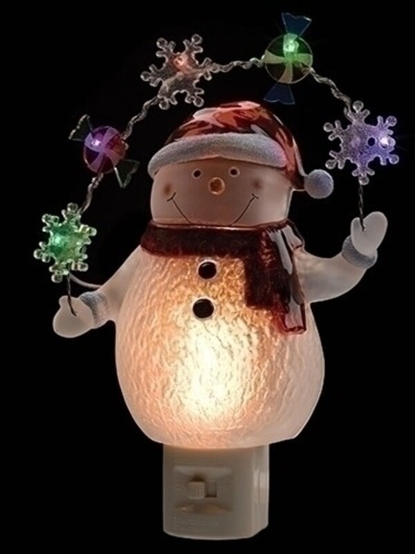 7.7" SNOWMAN W/LED NIGHT LIGHT SNOWFLAKE/CANDY