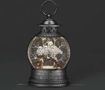 8.25"H LIGHTED SWIRL WHITE OWL FAMILY ON BRANCH