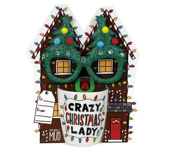 CRAZY CHRISTMAS LADY MUG & GLASSES
