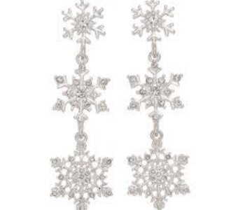 3 Silver Snowflakes w Crystals