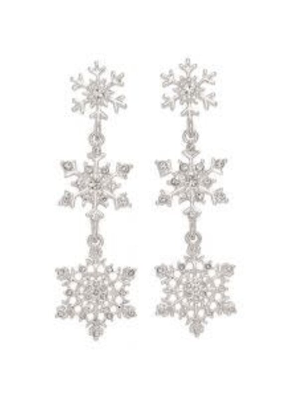 3 Silver Snowflakes w Crystals