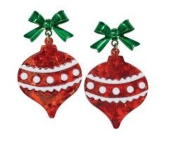 Red Glitter Ornament w Bow