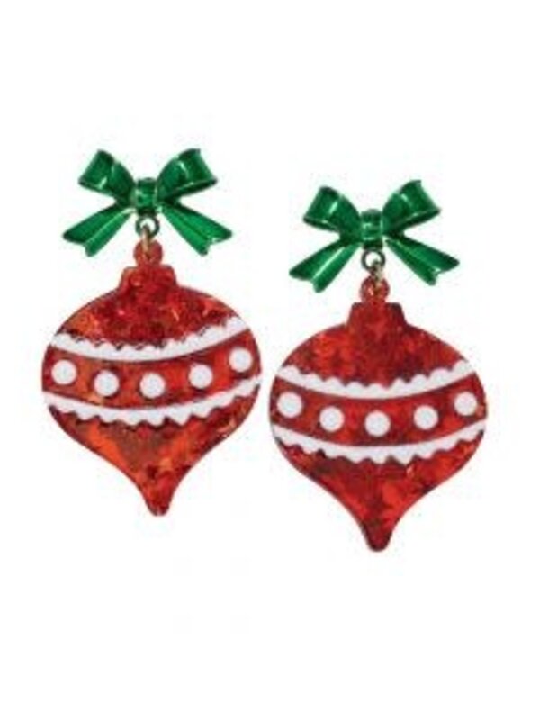 Red Glitter Ornament w Bow
