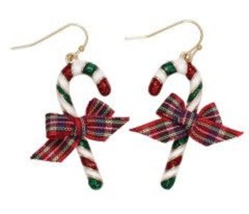 Candy Cane w Plaid Bow