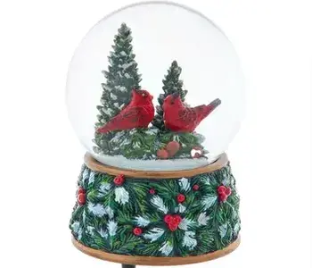 Cardinal Couple Christmas Snow Globe