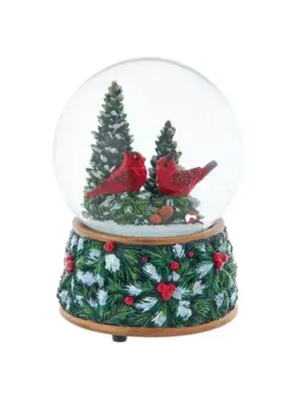 Cardinal Couple Christmas Snow Globe