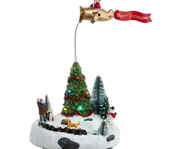 Lighted Santa Christmas Scene Table Piece