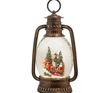 Lighted Santa On Sleigh Water Lantern