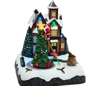 Lighted Musical Santa Village Scene With Motion Table Piece
