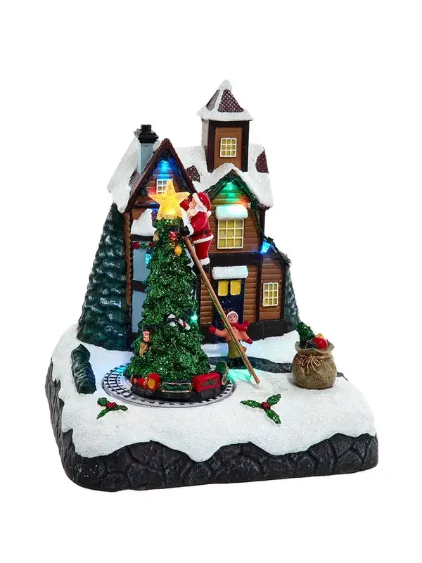 Lighted Musical Santa Village Scene With Motion Table Piece