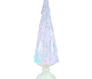 Lighted Christmas Tree Lantern With Spinning Glitter Water