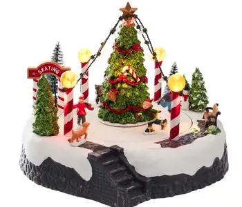 Lighted Ice Rink With Trees Tabletop