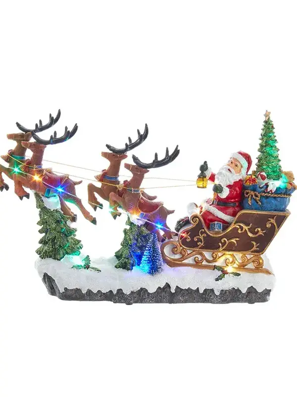 Musical Santa and Sleigh Table Piece