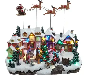 Multicolor LED Lighted Musical Santa & Sleigh Table Piece