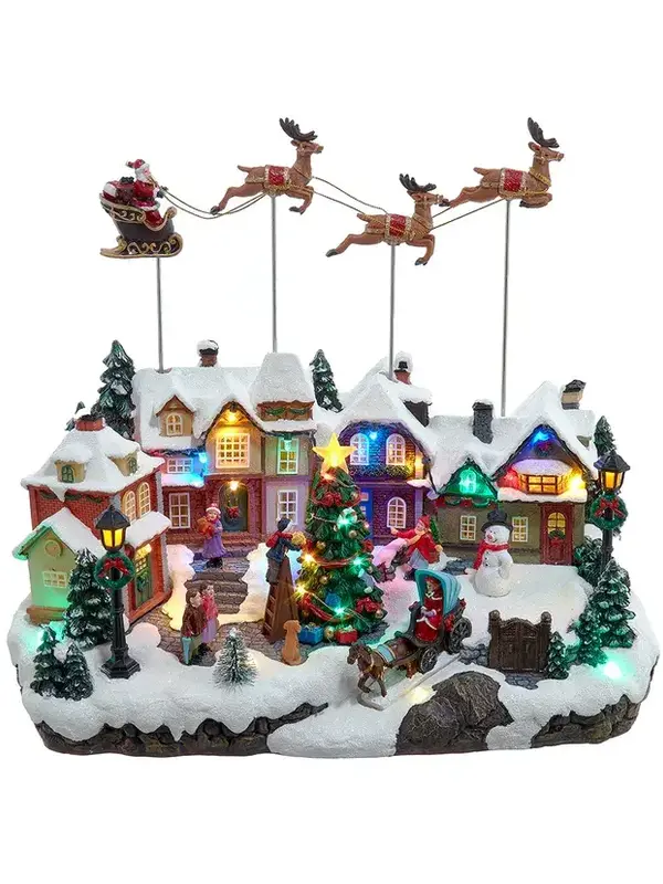 Multicolor LED Lighted Musical Santa & Sleigh Table Piece