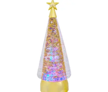 Rotating Christmas Tree With Spinning Glitter Water