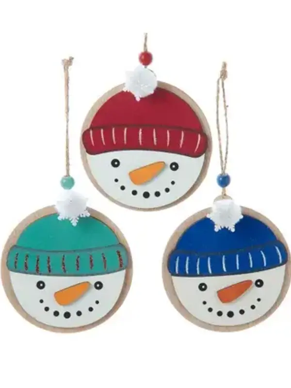Wooden Snowman Face Ornaments