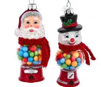 Santa & Snowman Gumball Machine Ornaments
