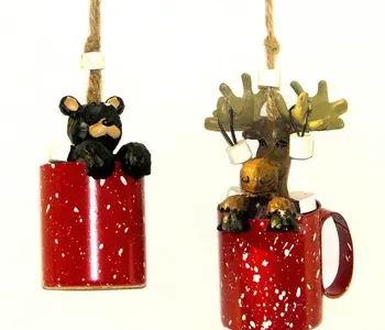 Rustic Hot Cocoa Animal Ornaments