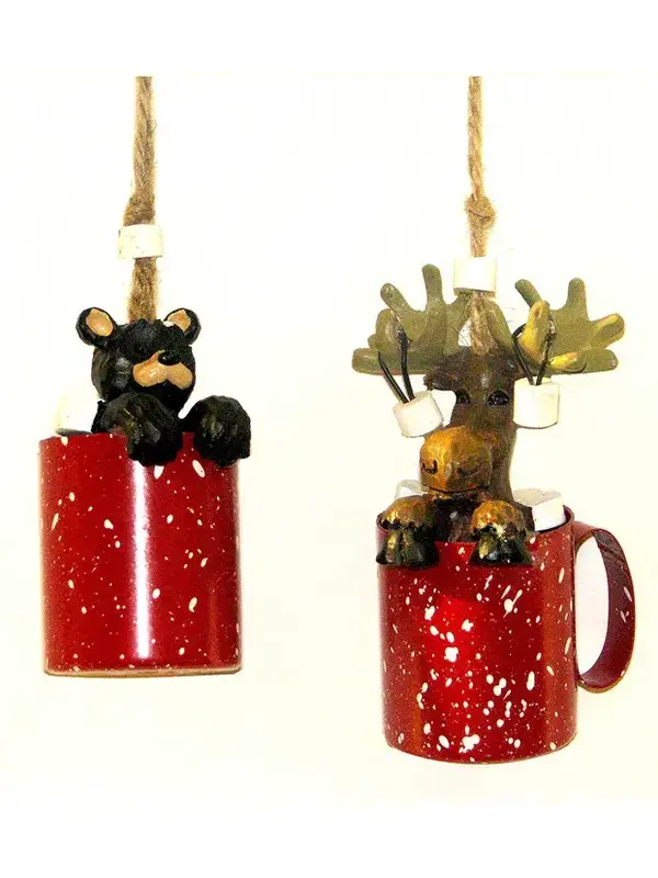 Rustic Hot Cocoa Animal Ornaments
