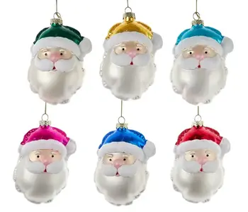Glass Santa Head Balloon Ornaments