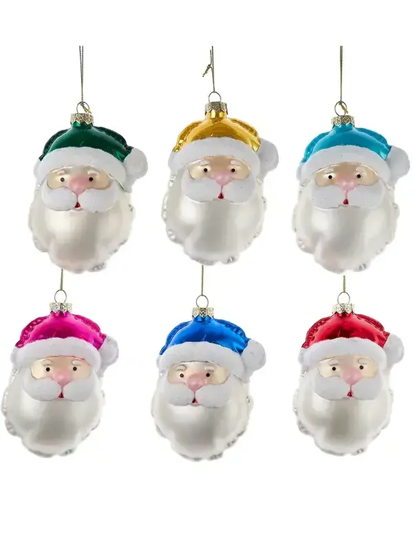 Glass Santa Head Balloon Ornaments