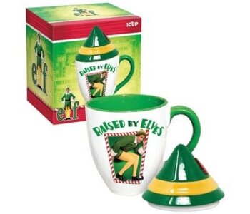 Elf Raised by Elves Bistro Mug with Lid (16oz)