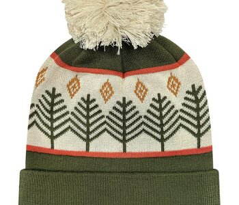 Grand Recycled Beanie - Rustic Trees/ Olive Green
