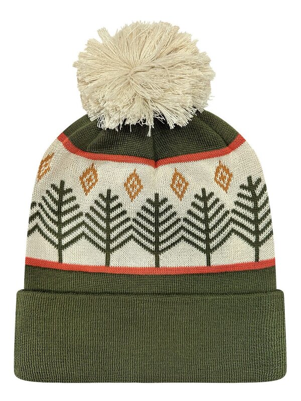Grand Recycled Beanie - Rustic Trees/ Olive Green