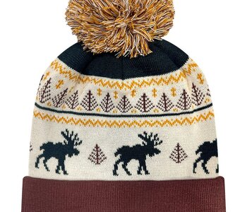 Grand Recycled Beanie - Fairisle Moose/ Brown
