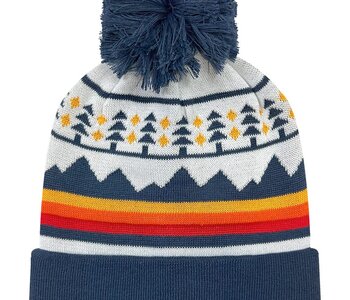 Grand Recycled Beanie - Trees & Peaks/ Navy